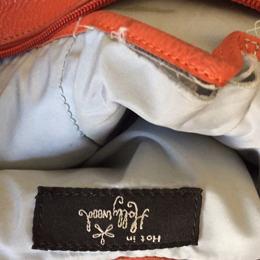 Hot in Hollywood orange leather boho satchel - Picture 7 of 8